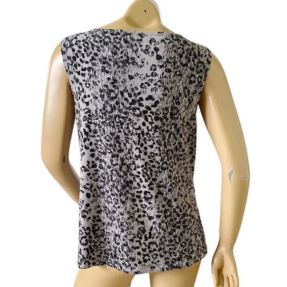 APT 9 Womens Size Large Sleeveless Gray Black Animal Print Cowl Neck Shirt Top - Picture 4 of 7